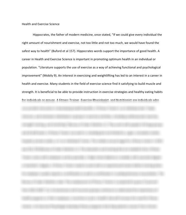 Health and Exercise Science