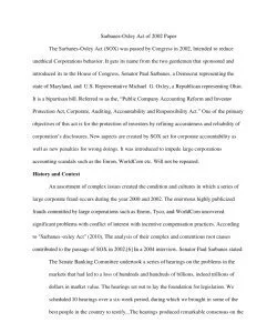 Sarbanes-Oxley Act of 2002 Paper