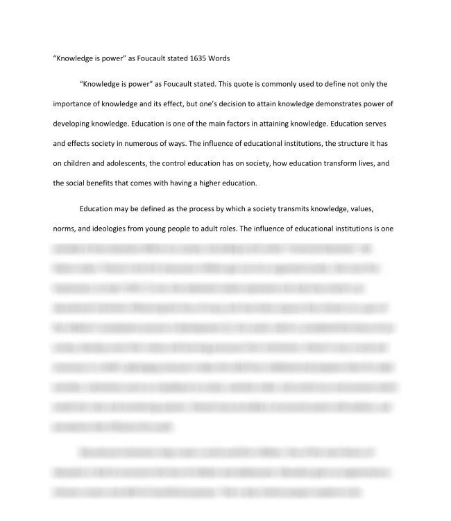 “Knowledge is power” as Foucault stated 1635 Words_thumb-0.jpg