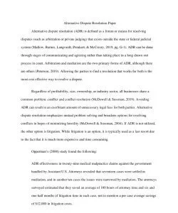 Alternative Dispute Resolution Paper