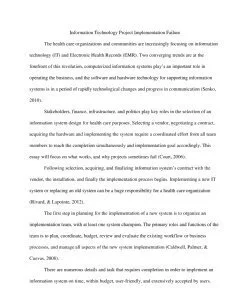 Information Technology Project Implementation Failure