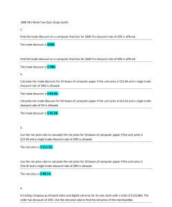 QRB  Week Two Quiz Study Guide 