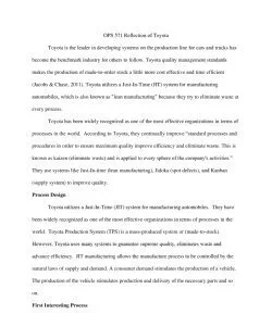 OPS 571 Reflection of Toyota