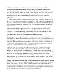 Developing A Leadership 