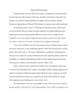 Operational Planning essay