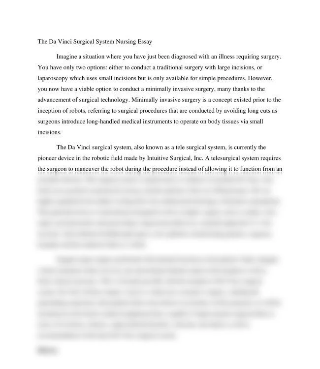 The Da Vinci Surgical System Nursing Essay_thumb-0.jpg