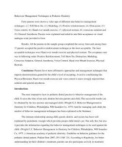 Behaviour Management Techniques in Pediatric Dentistry