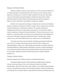 Management of Pediatric Delirium 