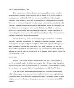 Role of Triage in Emergency Care 
