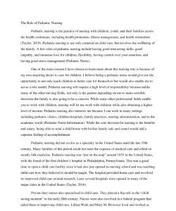 The Role of Pediatric Nursing