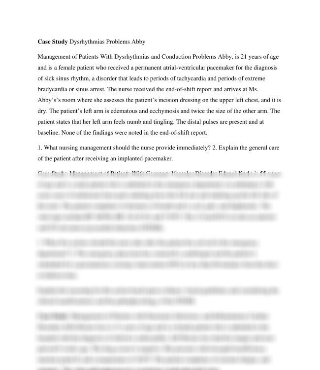 Case Study Dysrhythmias Problems Abby
