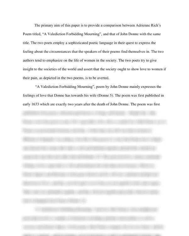 Comparison of Adrienne Rich and John Donne's Version of the Poem A Valediction Forbidding Mourning_thumb-0.jpg