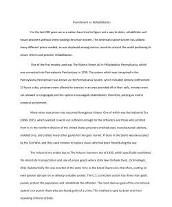 Punishment vs. Rehabilitation For the last 200 years we as a nation have tried to figure out a way to deter, rehabilitate and house prisoners without overcrowding the prison system. The American Jus