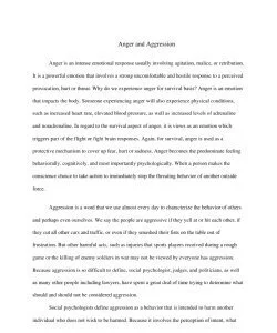 Anger and Aggression 