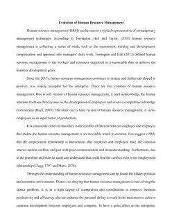 Evolution of Human Resource Management