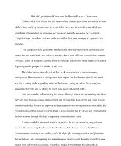 Global Organizational Context on the Human Resource Department