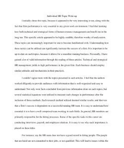 Individual HR Topic Write-up 