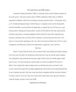    The Legal System and ADR Analysis