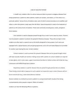 CARE OF ISOLATED PATIENT