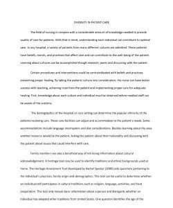 DIVERSITY IN PATIENT CARE