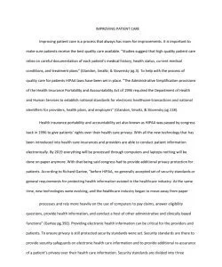 IMPROVING PATIENT CARE