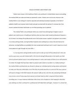 ISSUES IN PATIENT CARE PATIENT CARE