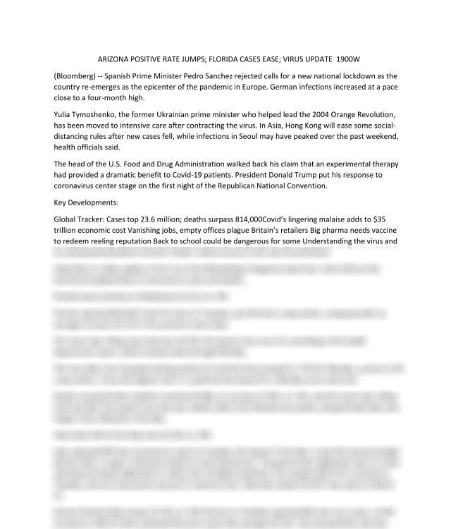 ARIZONA POSITIVE RATE JUMPS; FLORIDA CASES EASE; VIRUS UPDATE 1900W_thumb-0.jpg