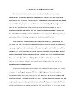 THE IMPORTANCE OF COMMUNICATION The importance of communication cannot be underestimated between supervisors, subordinates and those between supervisors and subordinates. There are many differe 1600W