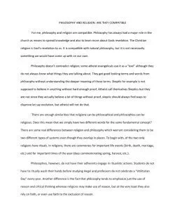 PHILOSOPHY AND RELIGION: ARE THEY COMPATIBLE