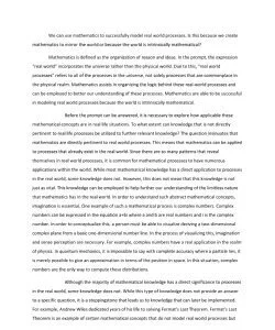 Math Model Real Mathematics is defined as the organization of reason and ideas. In the prompt, the expression “real world” incorporates the universe rather than the physical world. Due to this, “real