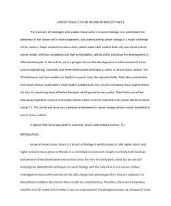 CANCER TISSUE CULTURE IN CANCER BIOLOGY PART 2