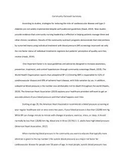Community Outreach Summary