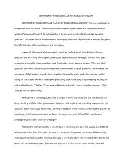 DEFINITION OF PHILOSOPHY AND THE NATURE OF INQUIRY