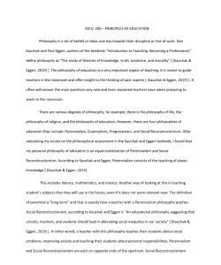 EDUC 200 – PRINCIPLES OF EDUCATION