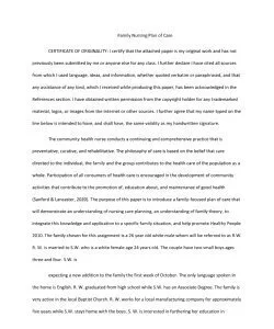Family Nursing Plan of Care