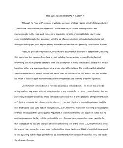 FREE WILL IN EXPERIMENTAL PHILOSOPHY