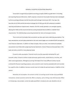 GENERALLY ACCEPTED ACCOUNTING PRINCIPLES