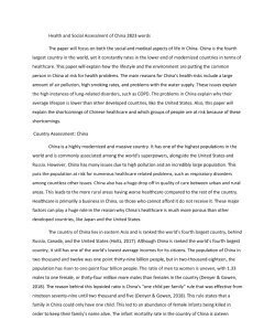 Health and Social Assessment of China 2823 words