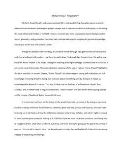 KNOW THYSELF- PHILOSOPHY 