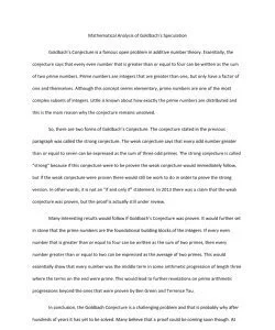 Mathematical Analysis of Goldbach’s Speculation
