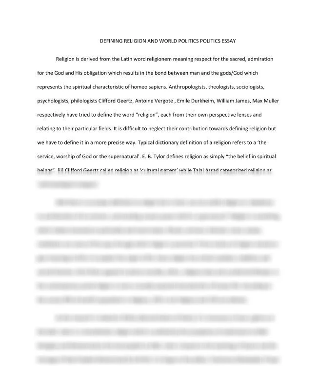 DEFINING RELIGION AND WORLD POLITICS POLITICS ESSAY_thumb-0.jpg