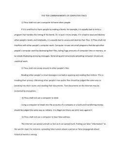 THE TEN COMMANDMENTS OF COMPUTER ETHICS