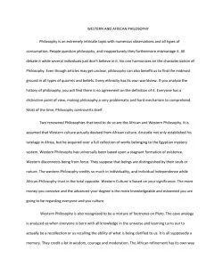 WESTERN AND AFRICAN PHILOSOPHY