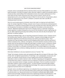 WHY STUDY COMPUTER SCIENCE? 