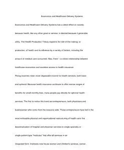 Economics and Healthcare Delivery Systems