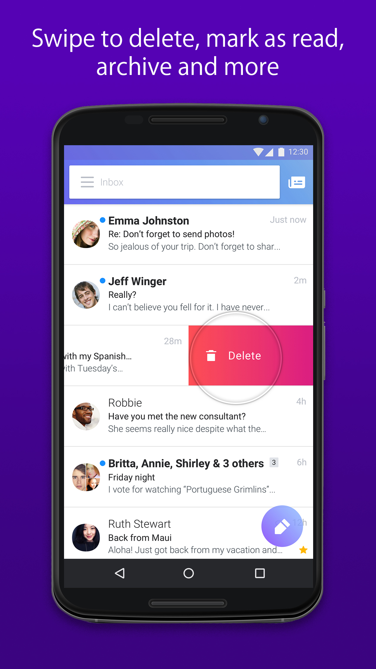 Product Screenshot of the Yahoo Mail Inbox Made in Photoshop and translations done in Sketch