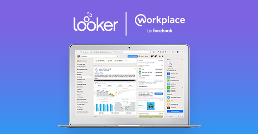 Social Media Banner for our partnership with Facebook Workplace™ Done in Photoshop with product screenshot provided by Facebook