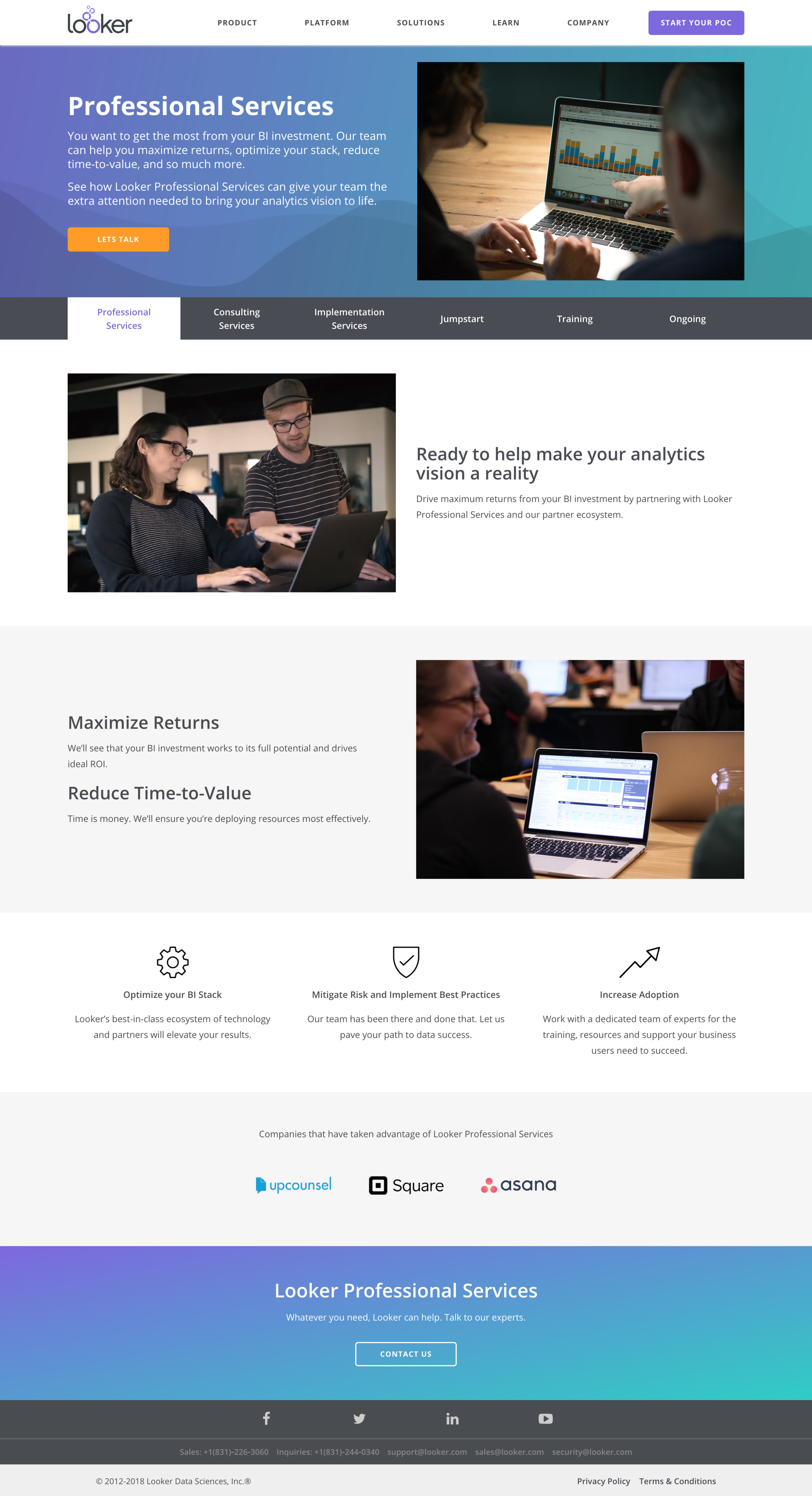 Website design done for the professional services team in 2017 Designed in Sketch