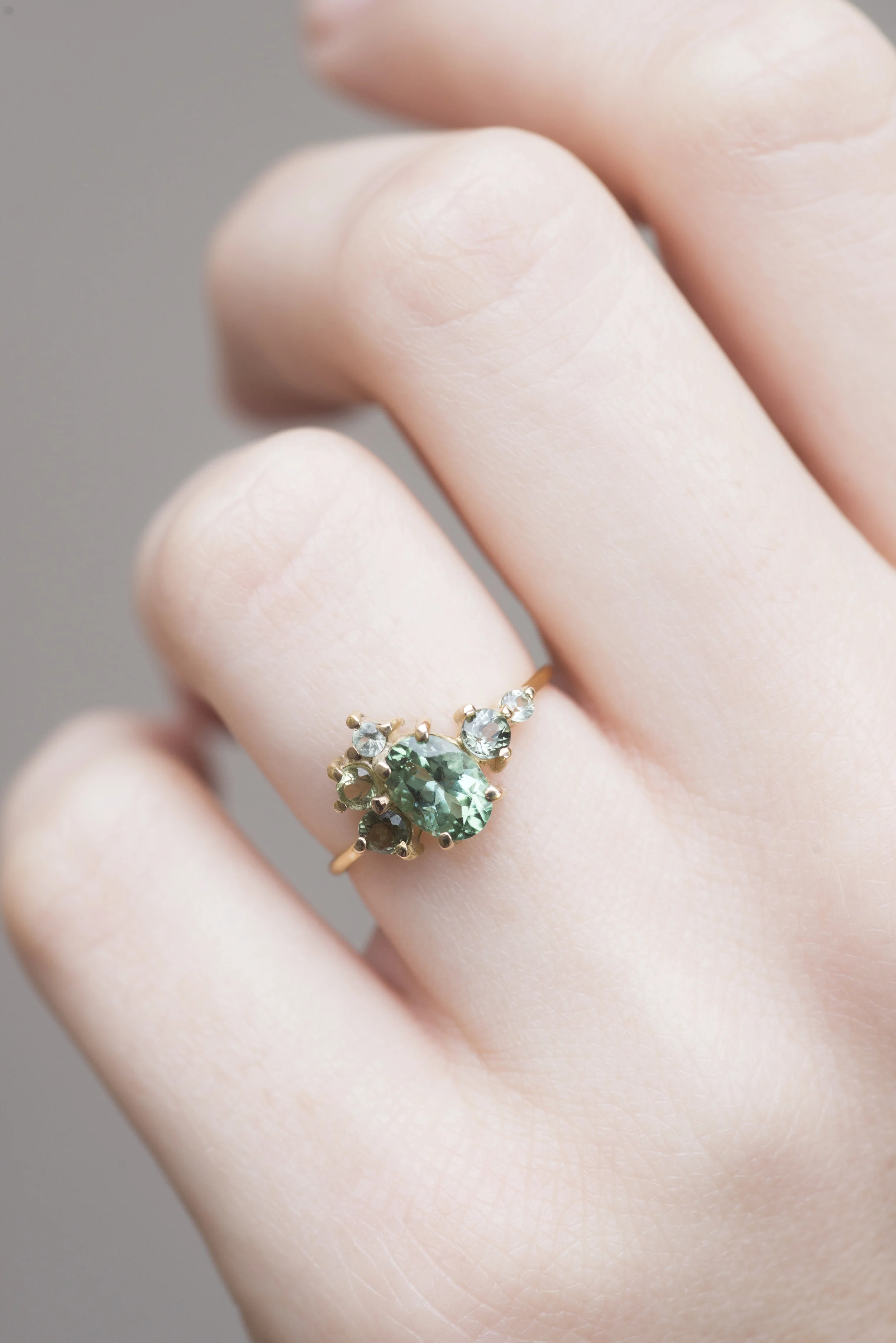 Federica turmalina y zafiro verde - oro 18kt