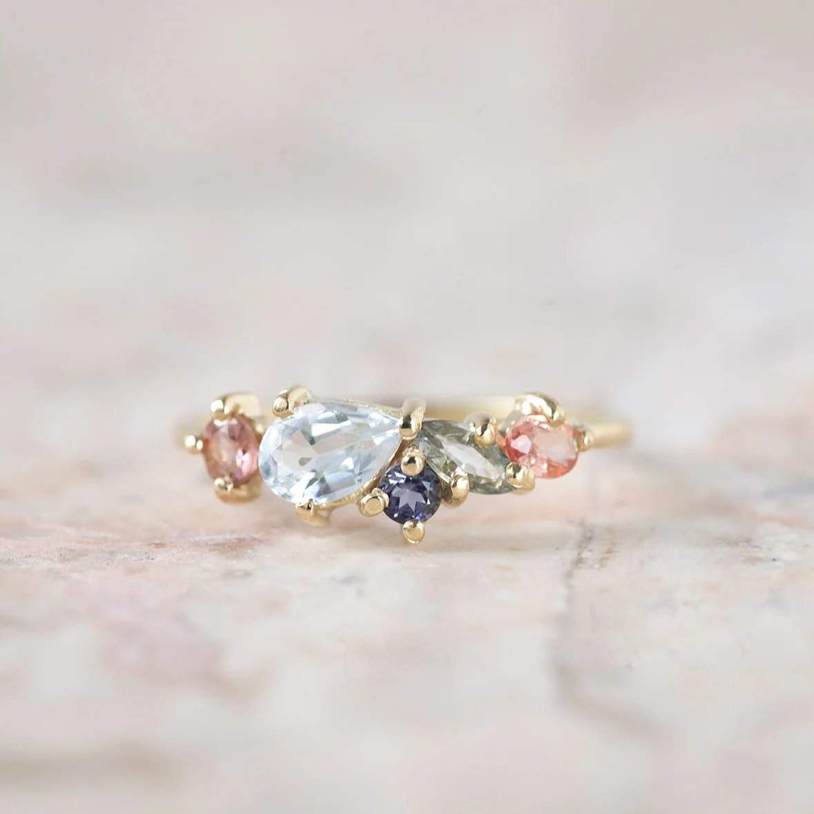 Amanda aguamarina, zafiros y tanzanita - oro 18kt
